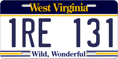 WV license plate 1RE131