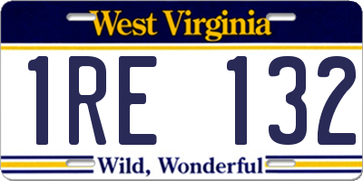 WV license plate 1RE132
