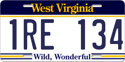 WV license plate 1RE134