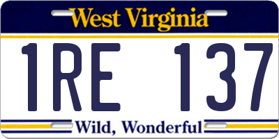 WV license plate 1RE137