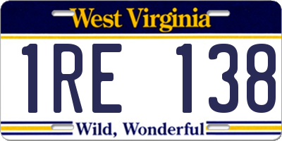 WV license plate 1RE138