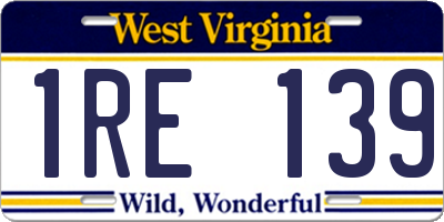 WV license plate 1RE139