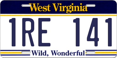 WV license plate 1RE141