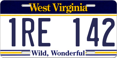 WV license plate 1RE142