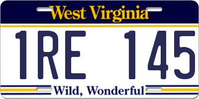 WV license plate 1RE145