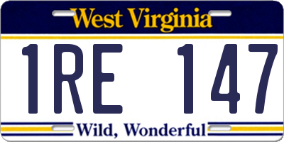 WV license plate 1RE147