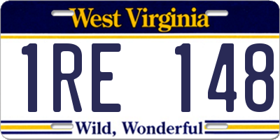 WV license plate 1RE148