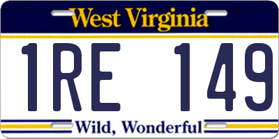 WV license plate 1RE149