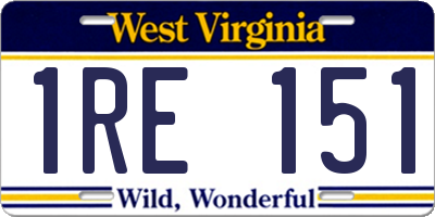 WV license plate 1RE151