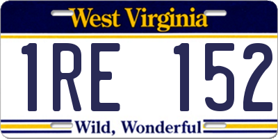 WV license plate 1RE152