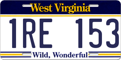 WV license plate 1RE153