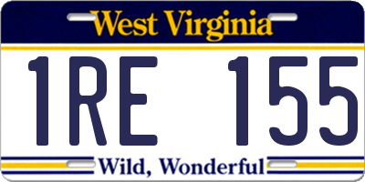 WV license plate 1RE155