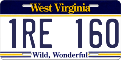 WV license plate 1RE160