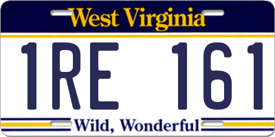 WV license plate 1RE161