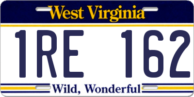 WV license plate 1RE162