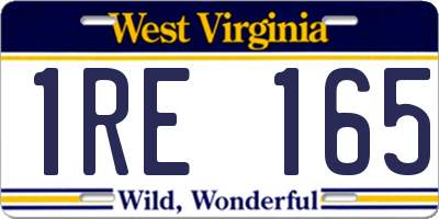 WV license plate 1RE165