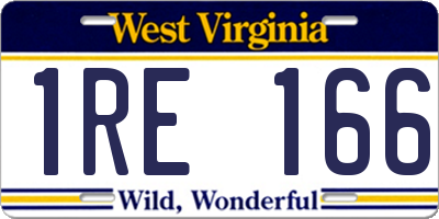 WV license plate 1RE166