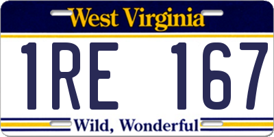 WV license plate 1RE167