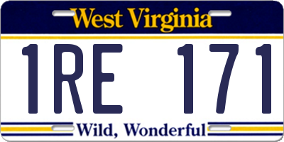 WV license plate 1RE171