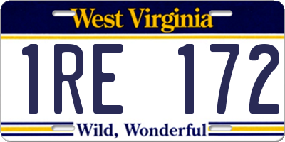 WV license plate 1RE172