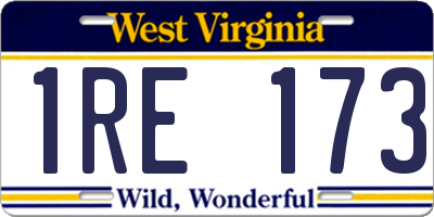 WV license plate 1RE173