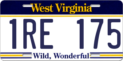WV license plate 1RE175