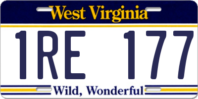 WV license plate 1RE177
