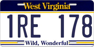 WV license plate 1RE178
