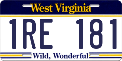 WV license plate 1RE181