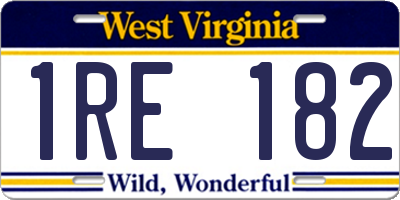 WV license plate 1RE182