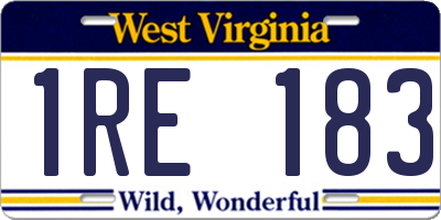 WV license plate 1RE183