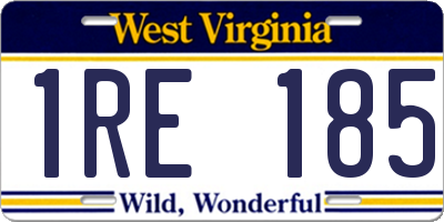 WV license plate 1RE185