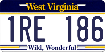WV license plate 1RE186