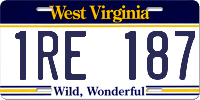WV license plate 1RE187