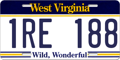 WV license plate 1RE188