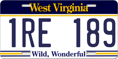 WV license plate 1RE189