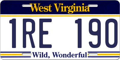 WV license plate 1RE190