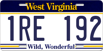 WV license plate 1RE192