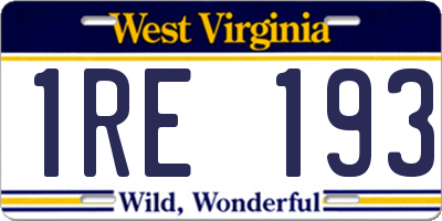 WV license plate 1RE193