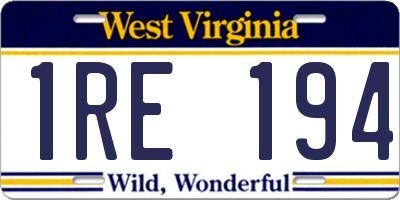 WV license plate 1RE194