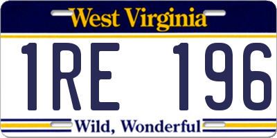 WV license plate 1RE196