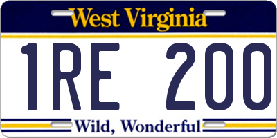 WV license plate 1RE200