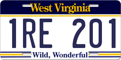 WV license plate 1RE201