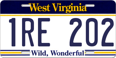 WV license plate 1RE202