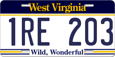 WV license plate 1RE203
