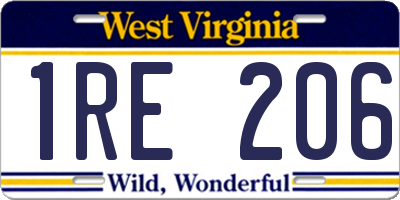 WV license plate 1RE206