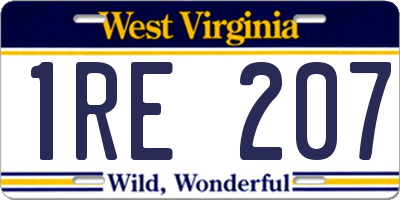 WV license plate 1RE207