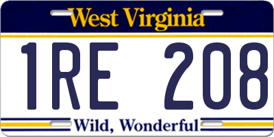WV license plate 1RE208