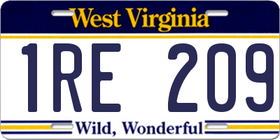WV license plate 1RE209