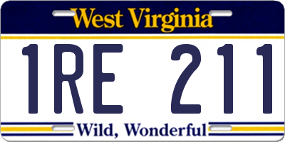 WV license plate 1RE211